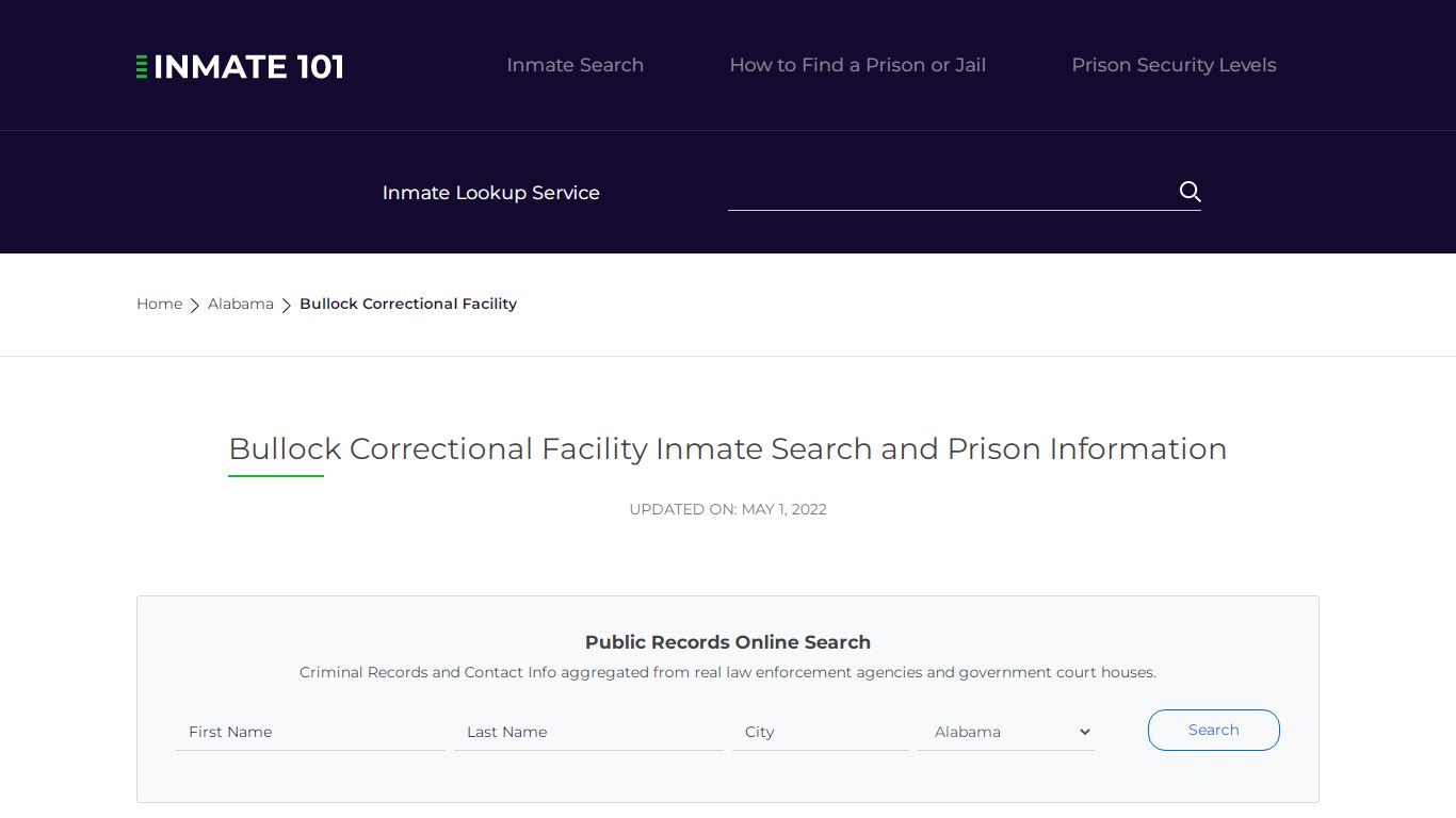 Bullock Correctional Facility Inmate Search, Visitation ...
